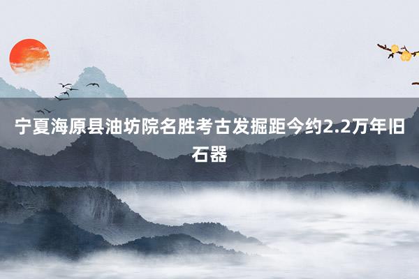 宁夏海原县油坊院名胜考古发掘距今约2.2万年旧石器