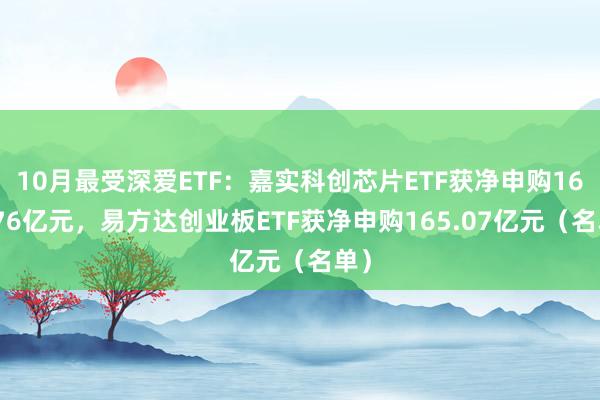 10月最受深爱ETF：嘉实科创芯片ETF获净申购169.76亿元，易方达创业板ETF获净申购165.07亿元（名单）