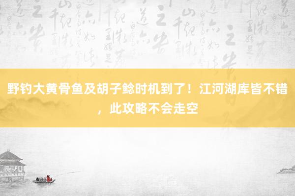 野钓大黄骨鱼及胡子鲶时机到了！江河湖库皆不错，此攻略不会走空