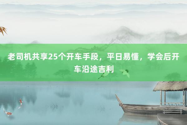 老司机共享25个开车手段，平日易懂，学会后开车沿途吉利